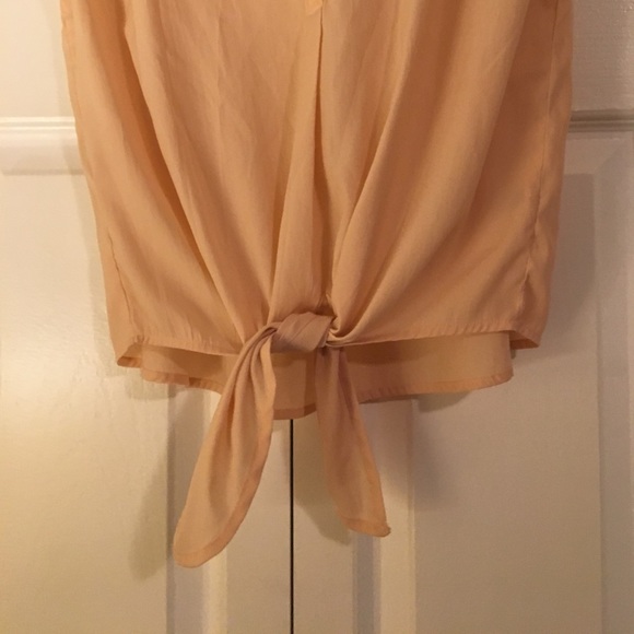 American Eagle Sheer Blush Tie Up Crop Top Medium - Picture 3 of 7